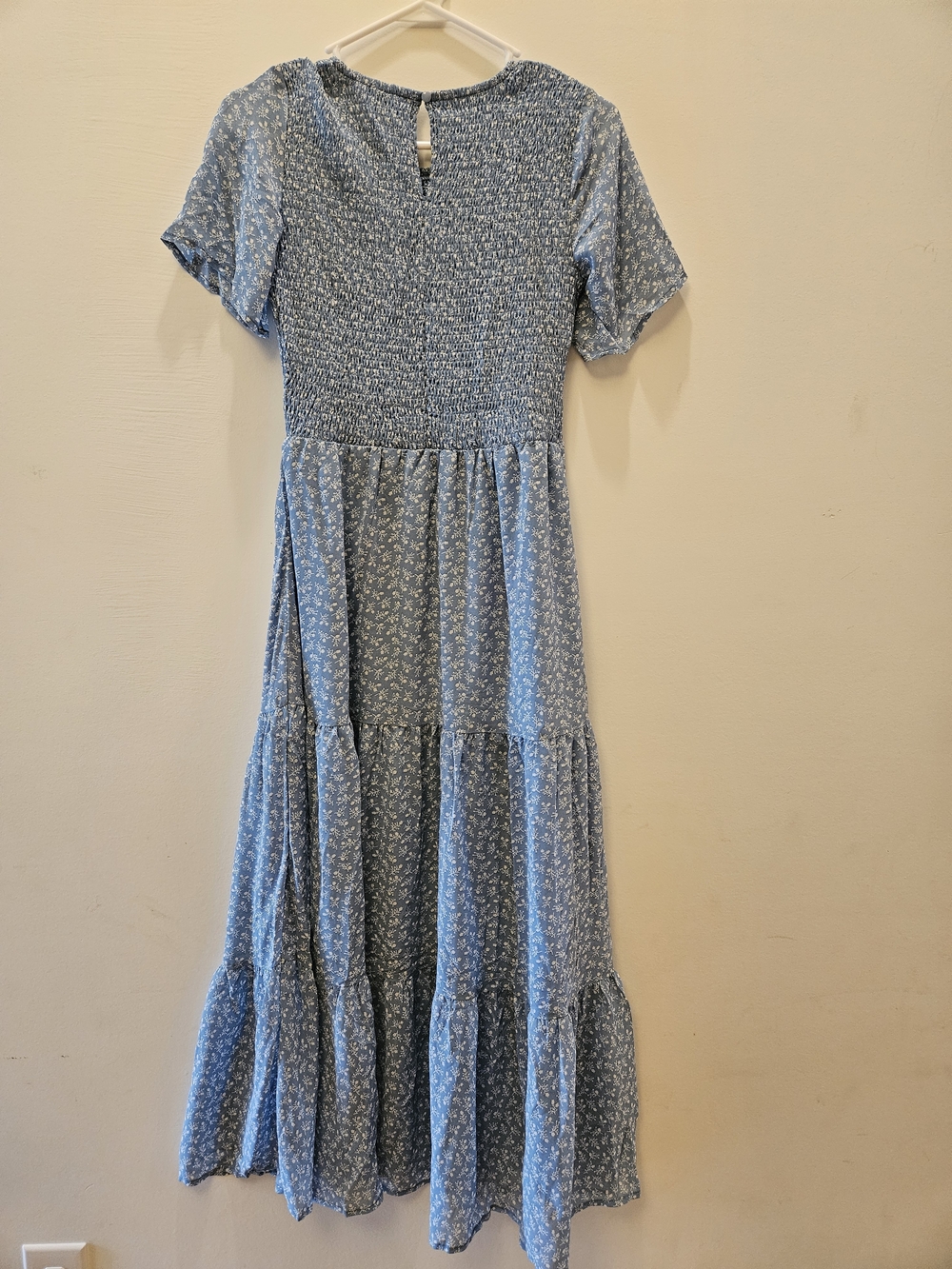 Blue Floral Smocked Maxi Dress - Picture 4 of 4
